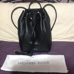 Michael Kors Black Pebble Leather Backpack